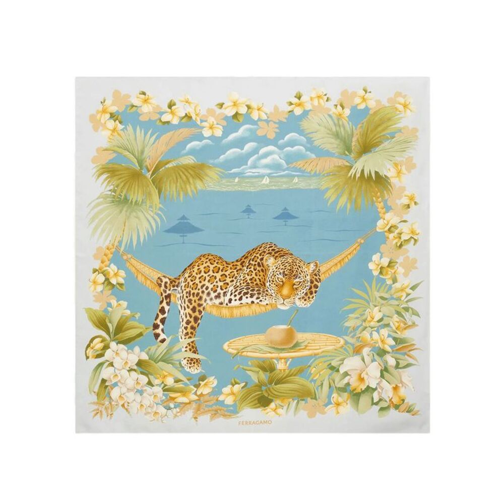 Jungle Print Silk Scarf Women